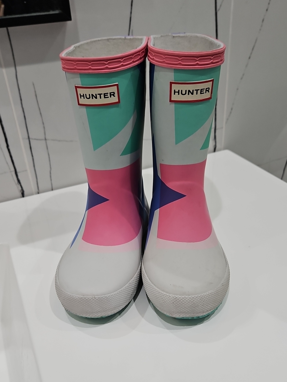 Hunter Colorblock Kids Rain Boots in Pink, Mint & Blue